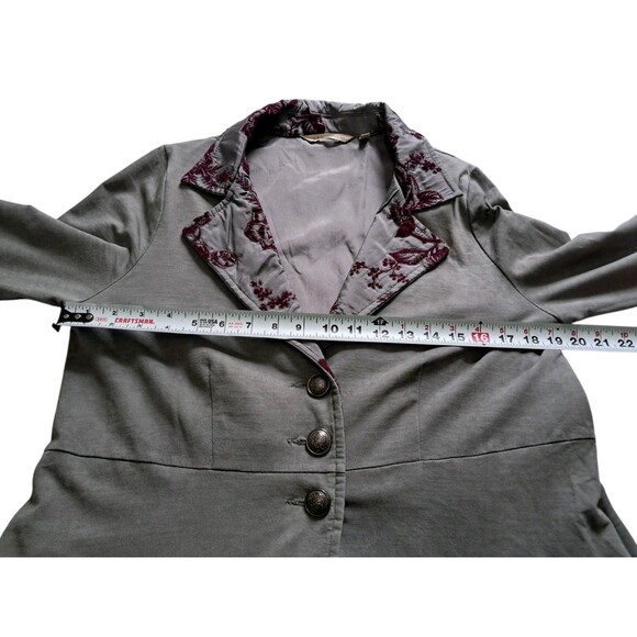 Soft Surroundings Long Jacket Womens Medium Gray Purple Grandeur Embroidery Boho - Picture 14 of 15